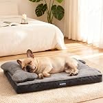Lit pour chien orthopédique avec étrier amovible, lit pour animaux de compagnie lavable avec mousse à crate d'oeuf, lit de chien imperméable pour tête & Soutien des articulations, lit confortable pour animaux de compagnie avec oreiller et fond non patiné pour Kennel, Voyage