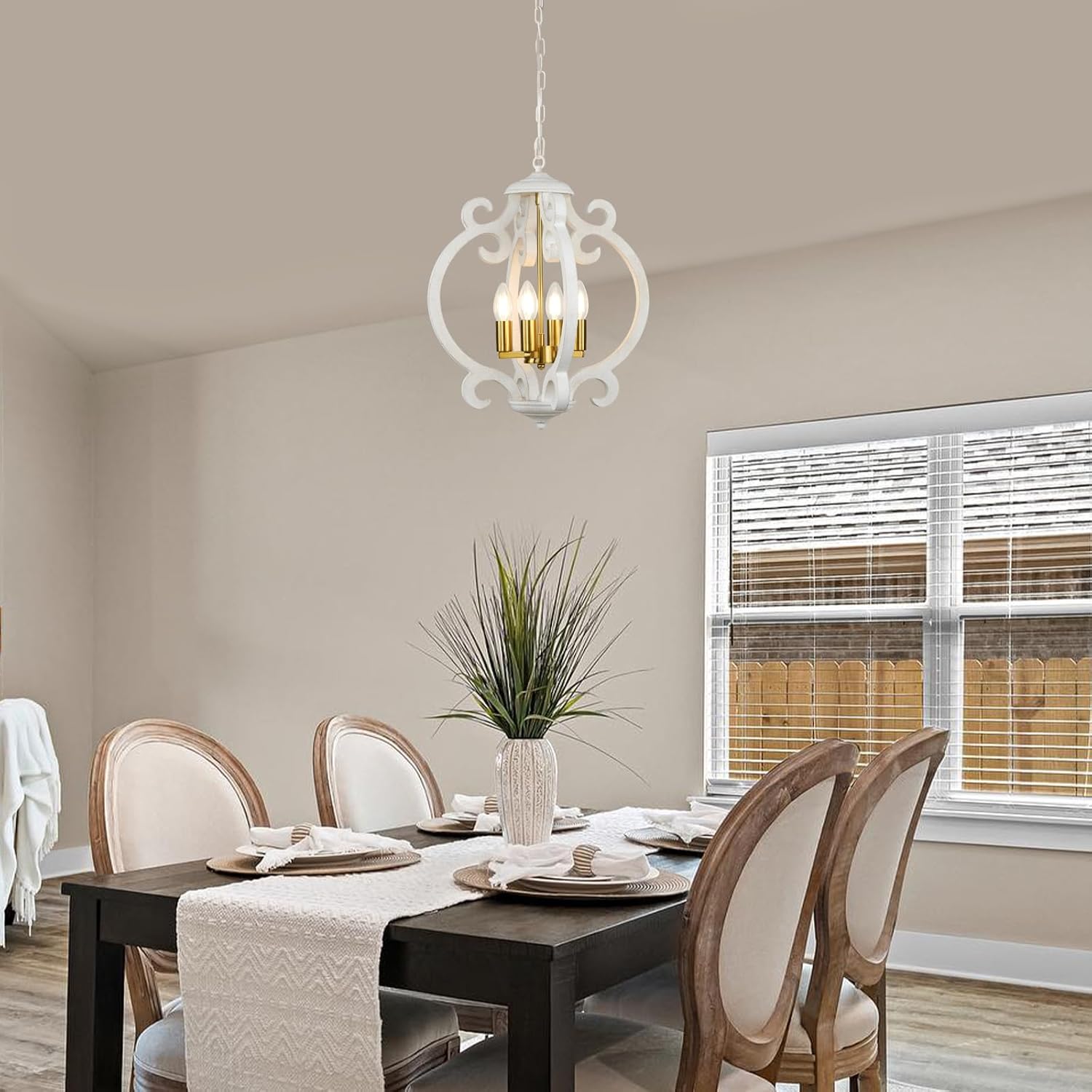 LynPon 4Light Chandeliers Ceiling Light Gold and White Lights for Living Room, Bedroom Ceiling Lights Shabby Chic Furniture Modern Hallway Lights Ceiling - Image 6
