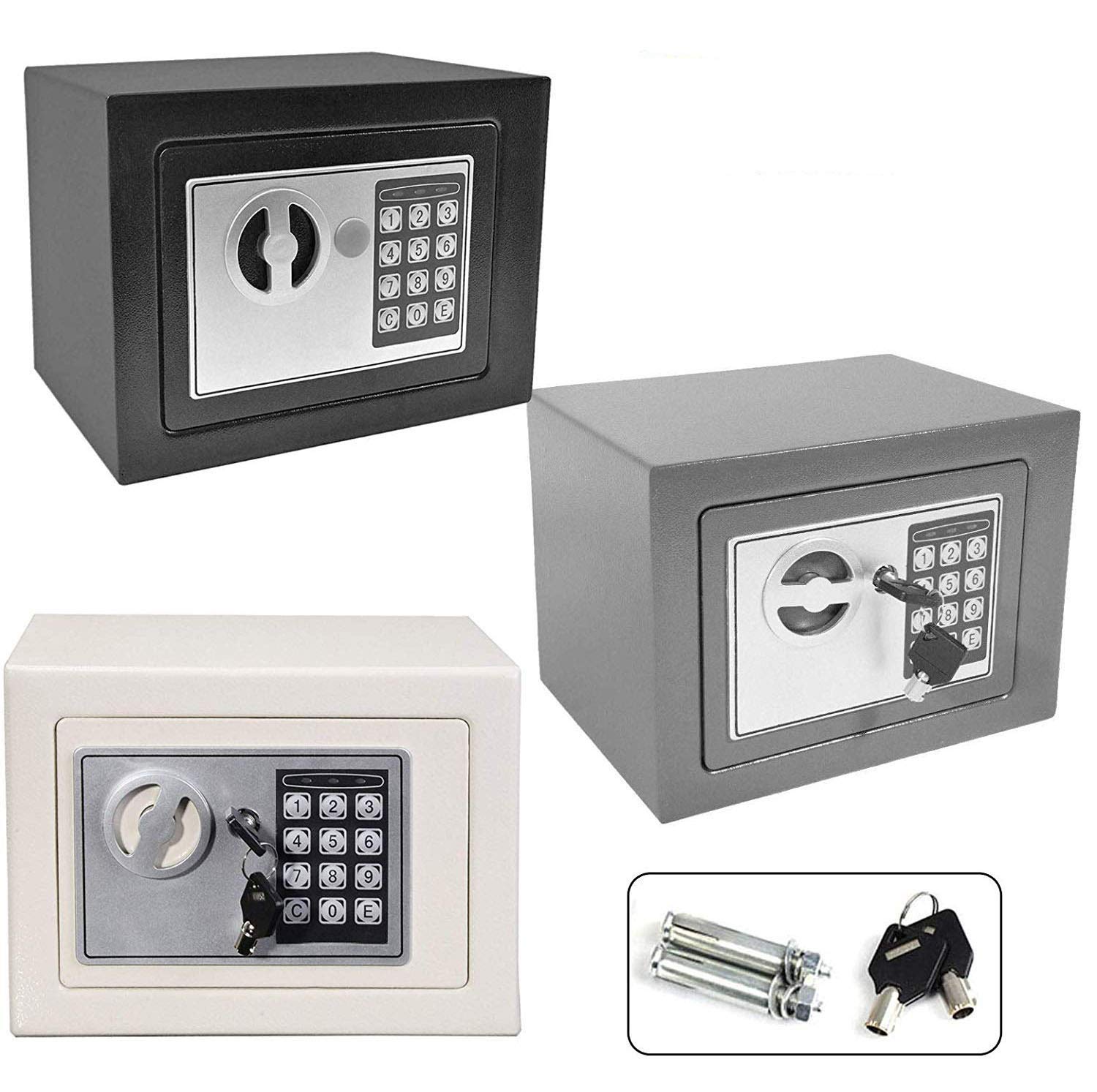 Feidak 4.6L Safe Box for Home Shop, High Security Steel Mini Safe Office Digital Electronic Password Locked Box with Keys and Code for Extra Security Money Cash Safety, 23x17x17cm, Grey