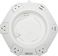 Vista 50 de Tripp Lite TLP66USB - Torre protectora de sobretensiones con puertos USB, 1200 julios, 5 tomas, 3 puertos USB, cable de extensión trenzado