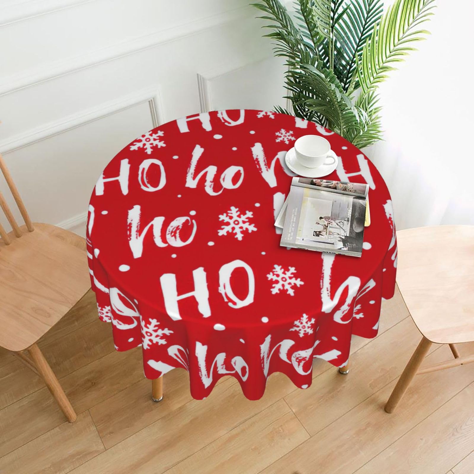 SDEGTHO christmas background Print Modern Retro Round Tablecloth 60in Polyester Fabric Cover for Party Dining Table Washable