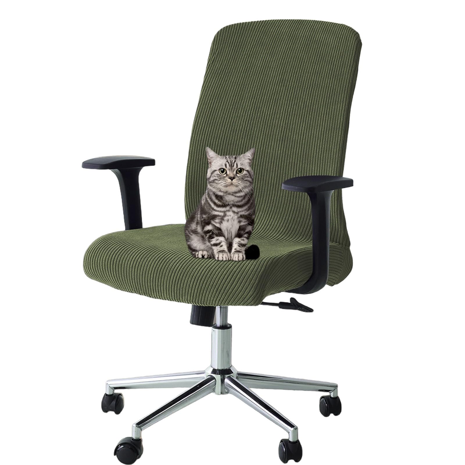 Somsiwey Stretchable Office Chair Slipcover Jacquard Desk Chair Cover Soft Breathable Fabric Computer Office Chair Covers for Home Office(Olive Green)
