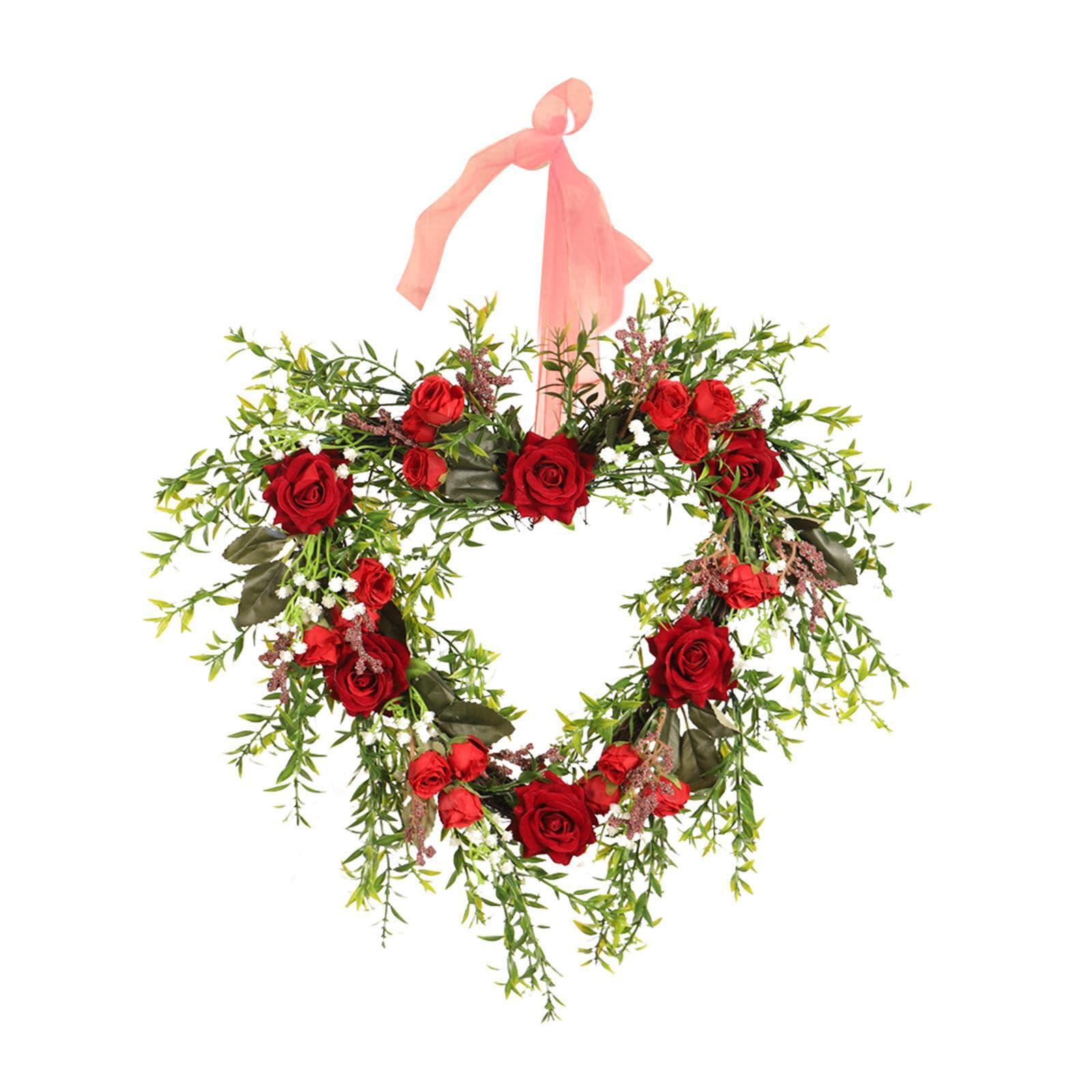 Colgante en forma de corazón para puerta que soluciona la falta de luz con flores de seda duraderas