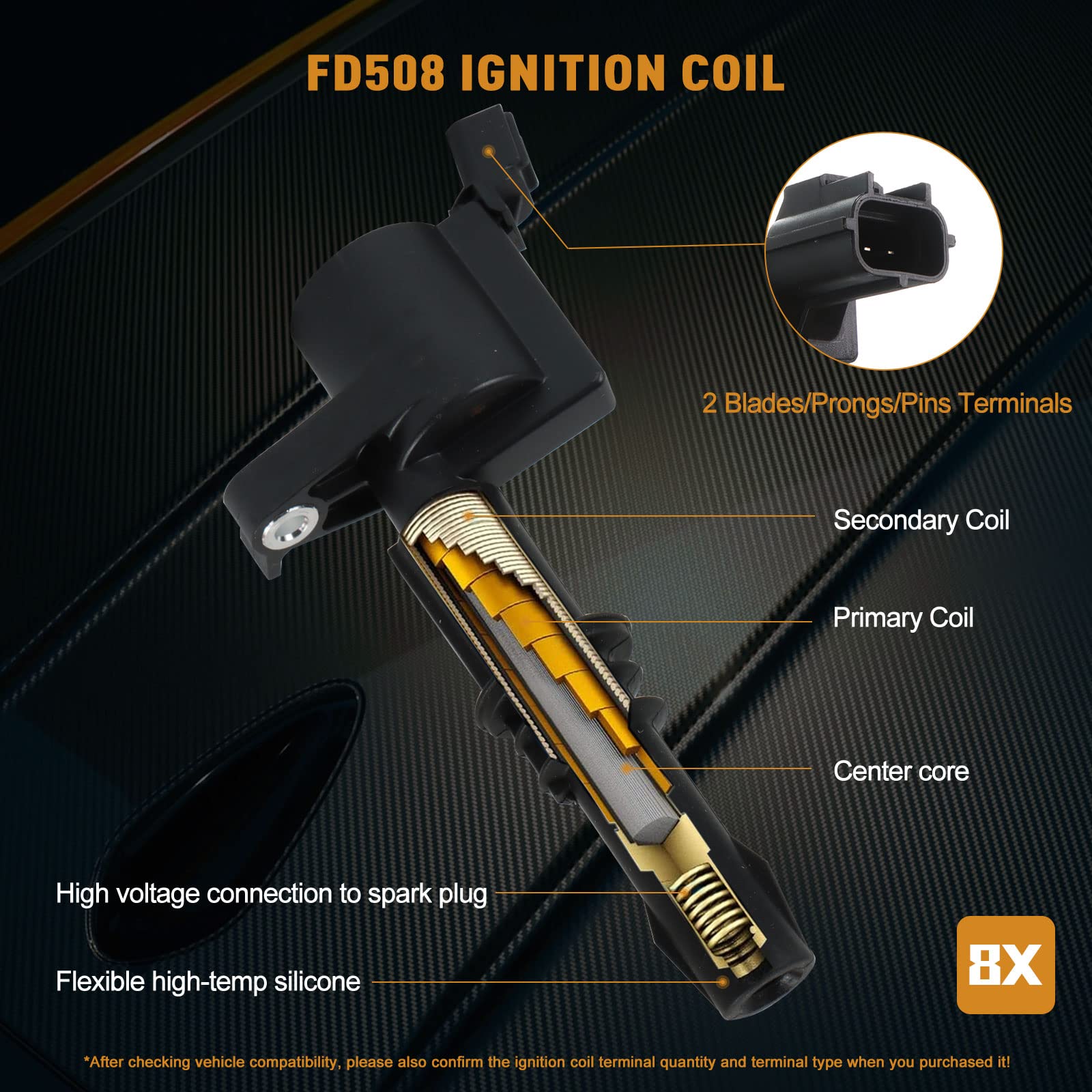 A-Premium Set Of 8 Ignition Coil Pack And Iridium Spark Plugs Compatible With Ford Expedition F-150 F-250 F-350 Super Duty & Lincoln Mark LT Navigator 2005-5008 In | Whizz Coil Packs - Foto 10