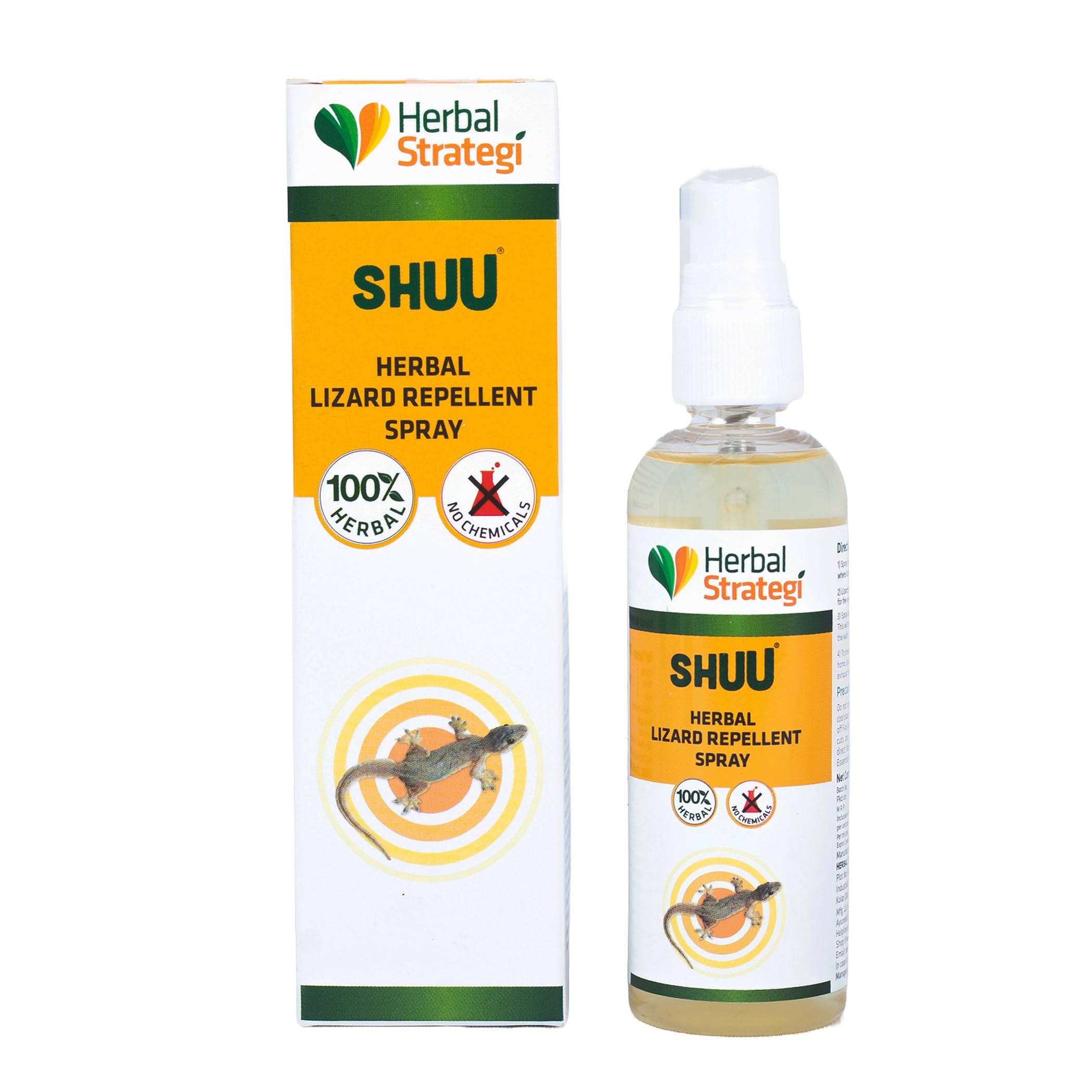 Herbal Strategi Lizard Repellent Spray - 100ml | Smarter way to Shuu Lizards away | 100% Herbal and Chemical free | Baby and Pet safe | Certified Ayurvedic | Effective on all types of Lizards