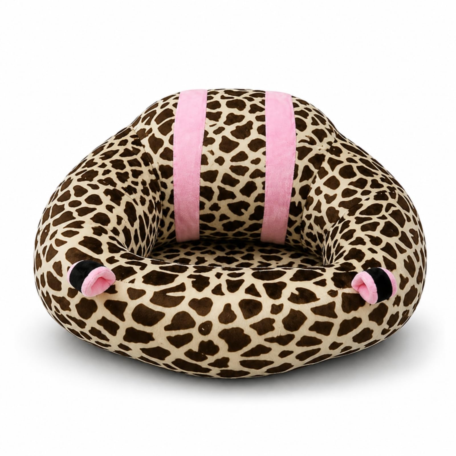 Baby Support Sofa Seat with Brown Giraffe Print & Pink Accents | Soft Plush Infant Sitting Support Chair for 6-24 Months | Gift for Baby Boys, Girls & Kids-image-20