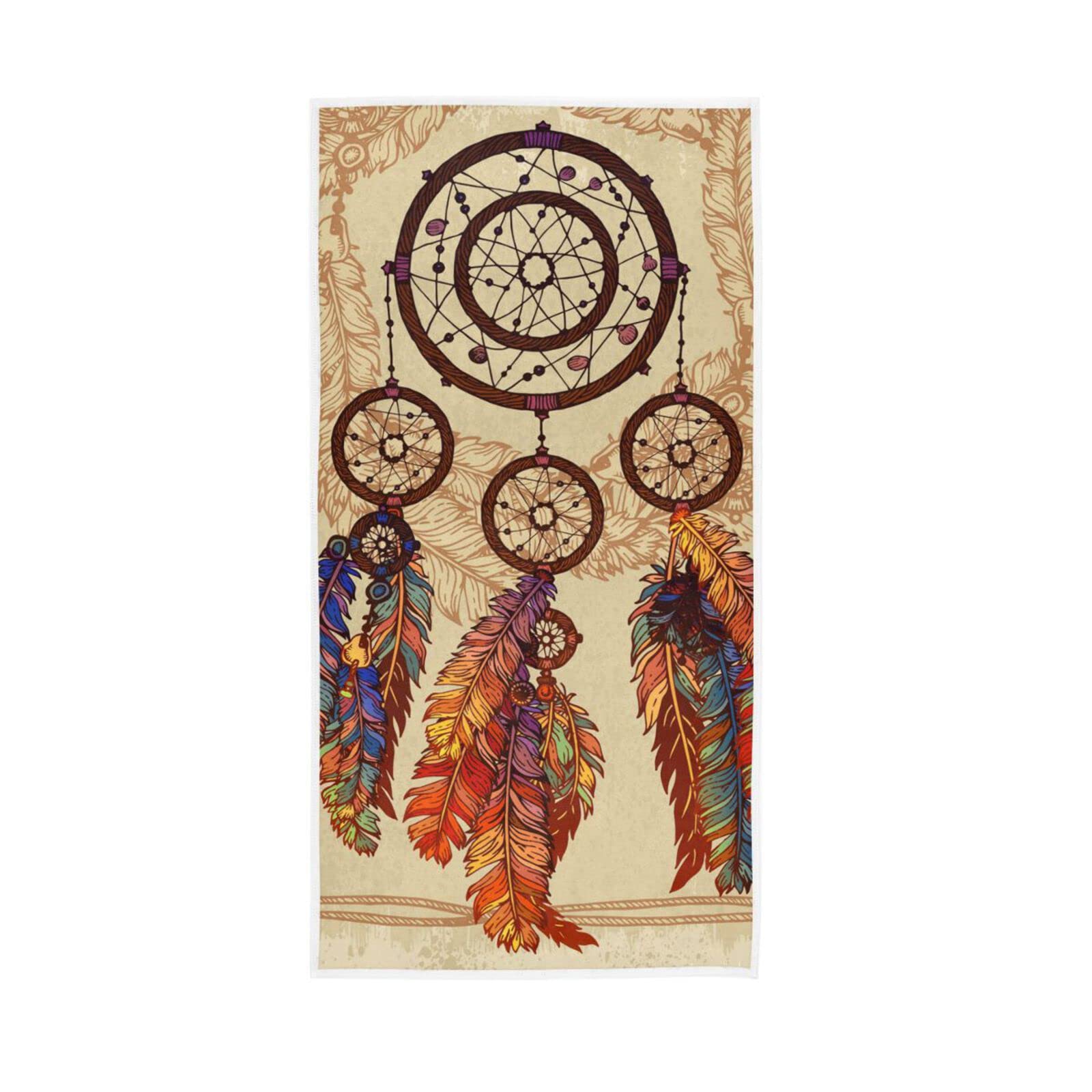 LSRCPD Hand Towels Ethnic Dreamcatcher Boho Decor Fingertip Soft Face Towel Absorbent Bathroom Kitchen Towels