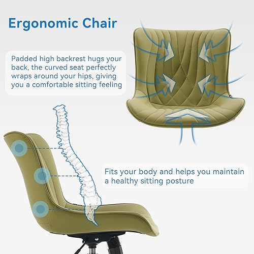 Miniatura 9 de YOUNIKE Silla de oficina, silla de escritorio sin brazos con ruedas, sillas de trabajo para computadora de oficina en casa, moderna silla de tocador