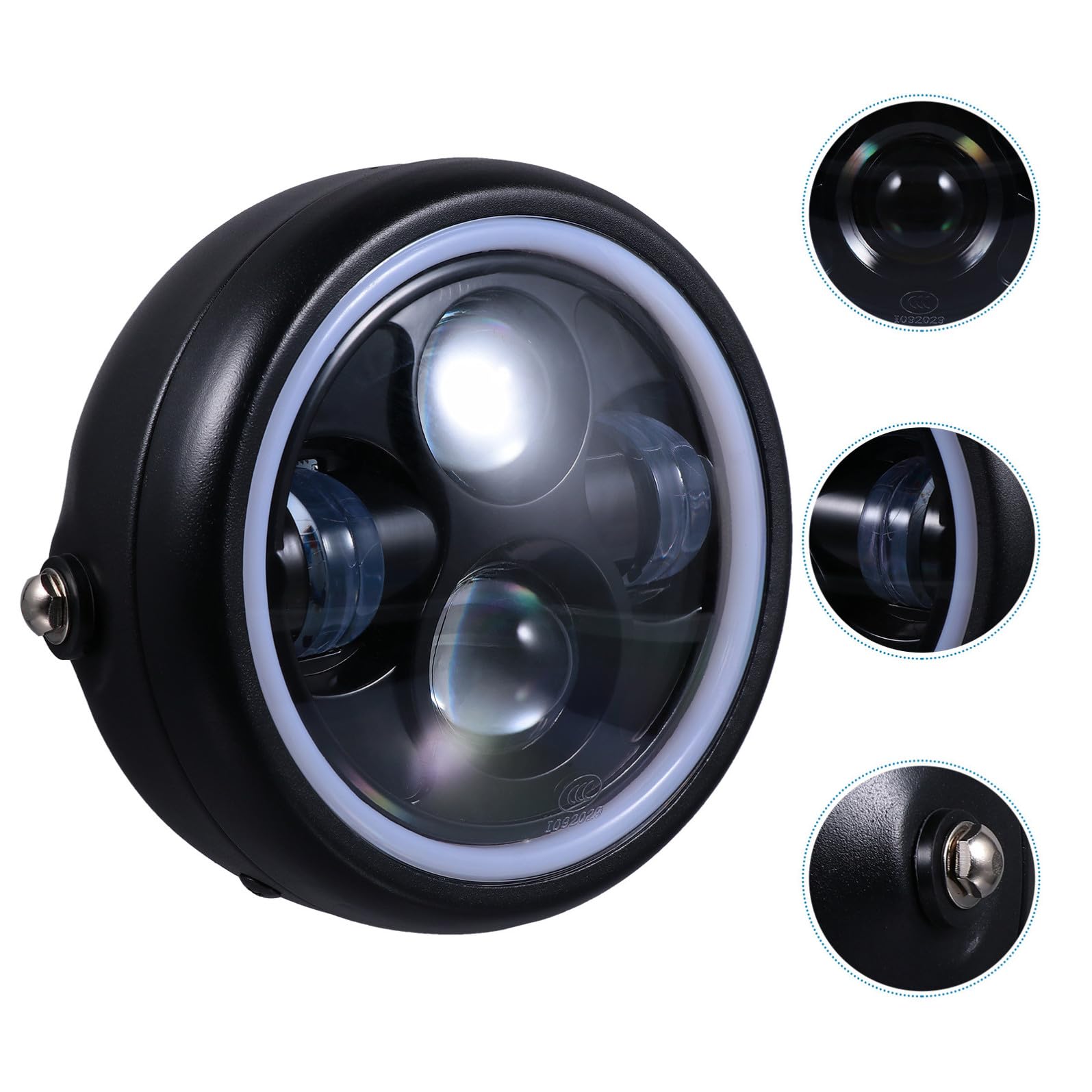 Faro Anteriore LED per Moto 35w 12v Nero in Acciaio Inossidabile e Vetro, per Guida Notturna Sicura in Condizioni Ghiacciate