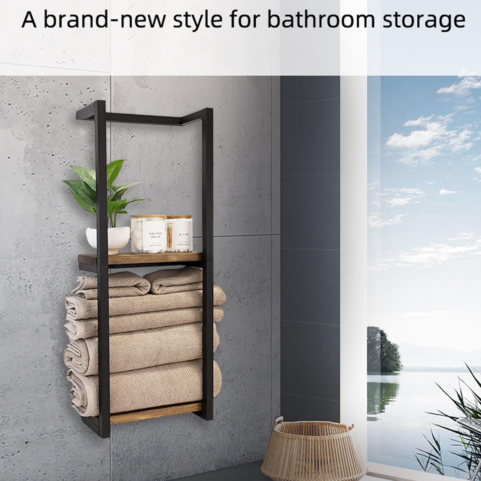 Alomejor Bathroom Towel Rack, Spacious 2 Tier Holder (28.5x14x77cm)