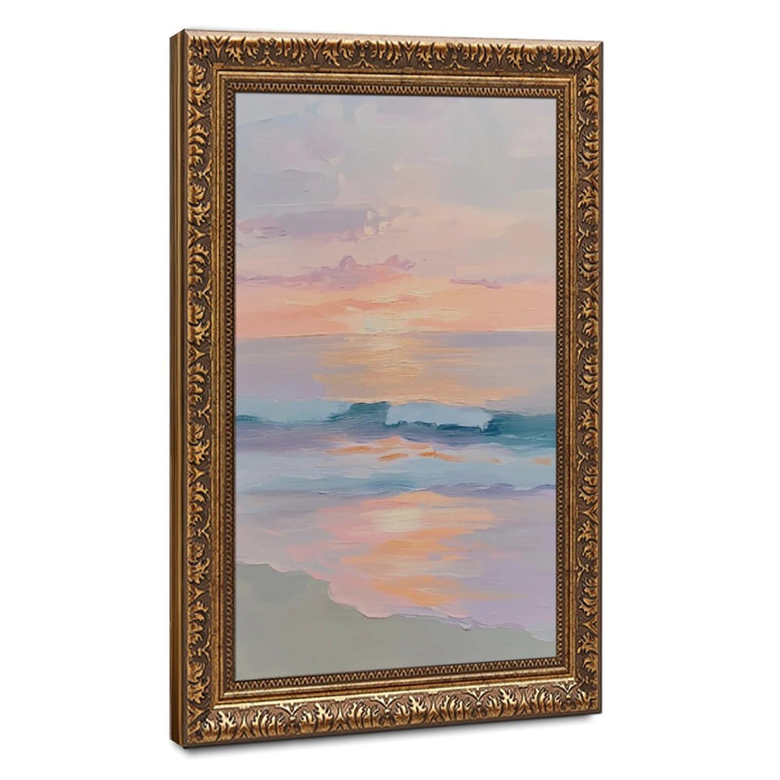 Bareronor Pastel Sunset Ocean Poster Canvas Poster Bedroom Decor Landscape Office Room Decor Gift 20" L X 30" W