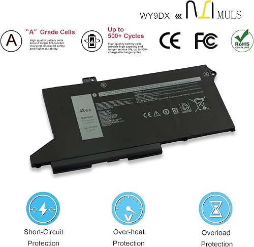 Miniatura 4 de MULS WY9DX - Batería para portátil de 42 Wh, compatible con Dell Latitude 14 5420 Dell Latitude 15 5520 Dell Precision 15 3560 Notebook WK3F1 M3KCN