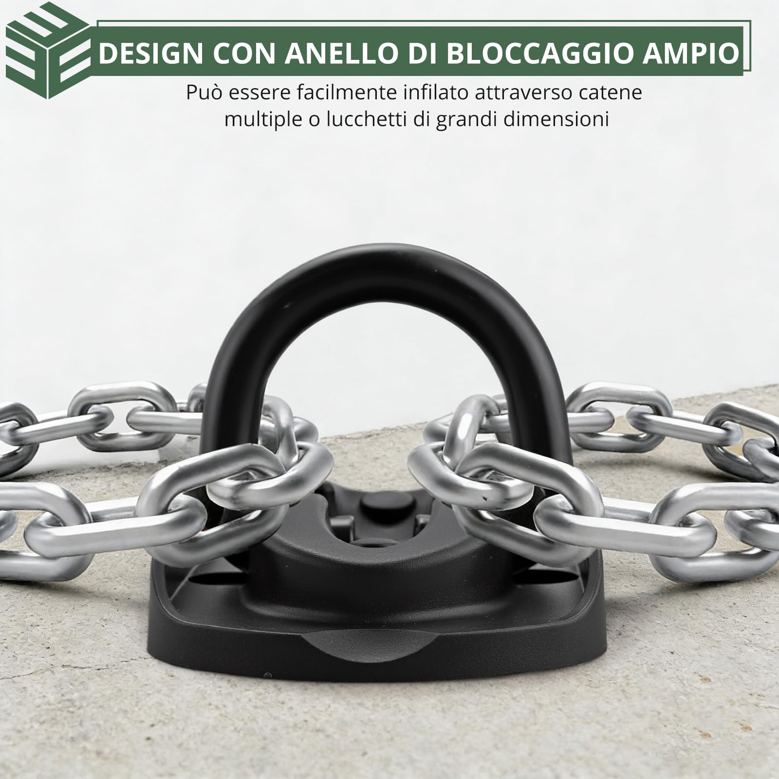 EYPINS Ancoraggio Antifurto Moto con Punta da 16mm Inclusa,Pesante a 4 Punti Fissaggio, Struttura Rinforzata in Acciaio,4 Bulloni a Espansione,Ancoraggio Pieghevole Universale per Bici, Scooter e Moto