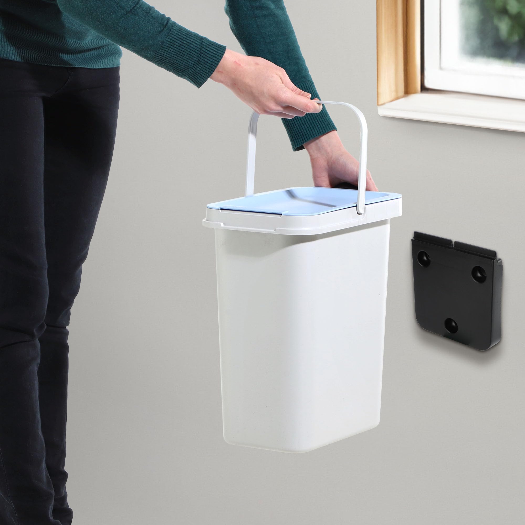 KADAX Set di Pattumiera per Raccolta Rifiuti, Sistema di Raccolta, Robusto Contenitore Con Coperchio Denso, in Plastica (Bianco 4 x 12L)