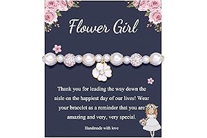 Flower Girl Bracelet with Rhinestone and Pearl Flower Charm