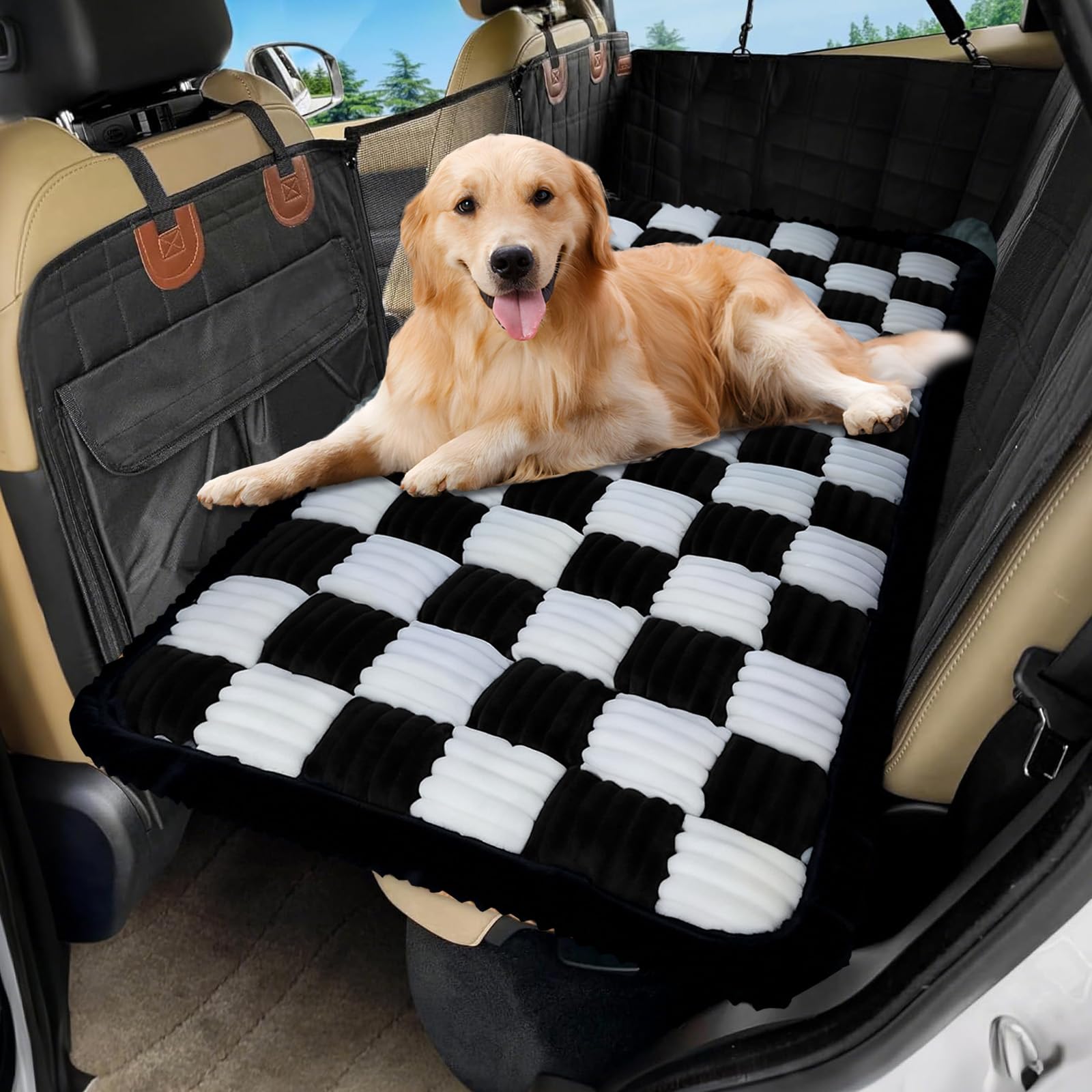 Funda protectora para el asiento trasero del coche para perros, 62×137 cm de funda antideslizante y resistente a los arañazos para perros, protector de respaldo impermeable para perros