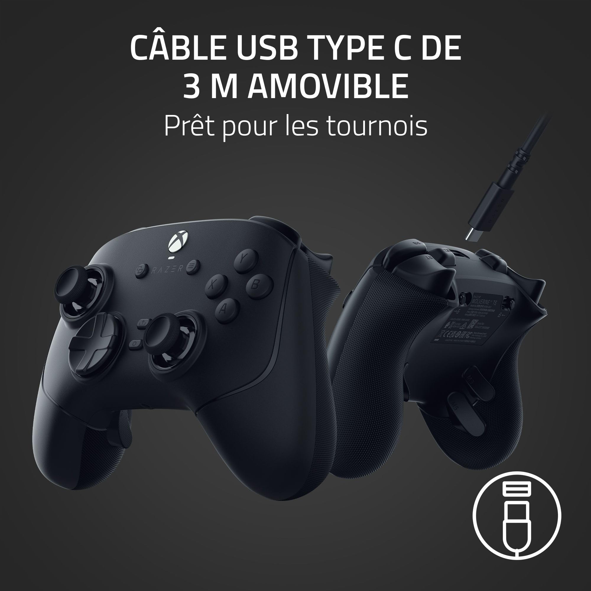 Razer Wolverine V3 Tournament Edition - Manette Esports filaire pour Xbox X|S & PC (boutons d'action tactiles Mecha, HyperTriggers Pro, D-Pad 8 directions, câble USB-C 3m) Noir