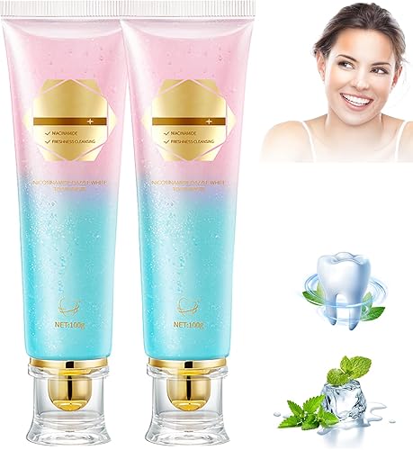 Acssart - Pasta de dientes blanqueadora radiante, pasta dental blanca intensiva de niacinamida, pastas dentales blancas de nicotinamida, cuidado de