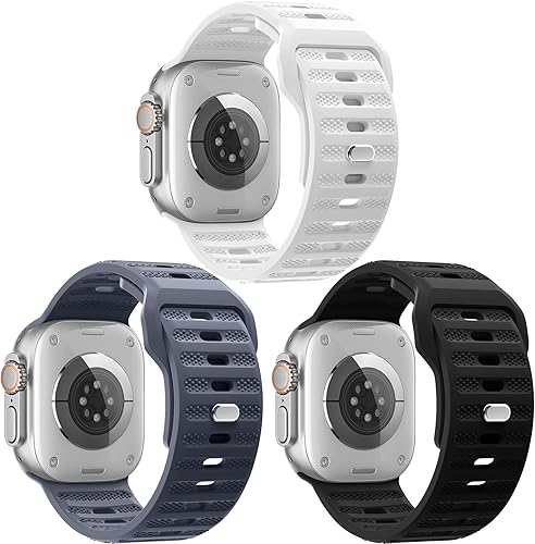 EOMTAM Paquete de 3 correas deportivas de silicona suave de 1.024 in de ancho para hombre, compatibles con Apple Watch Ultra 21 Band 1.929 in 1.772