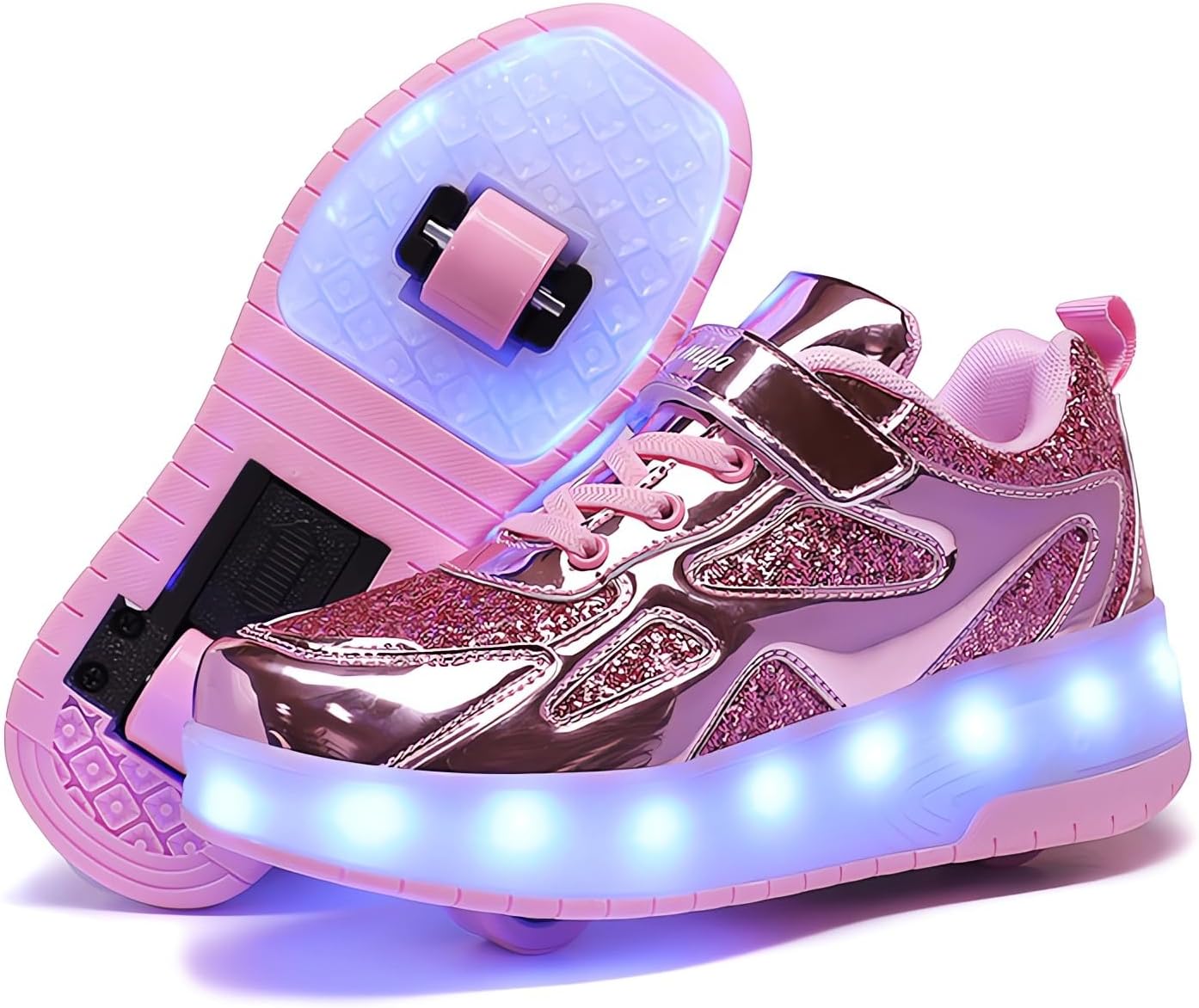 Ufatansy Roller Shoes for Girls Roller Skates Shoes USB Charging Shoes for Kids Skates Boys Sneakers Gifts