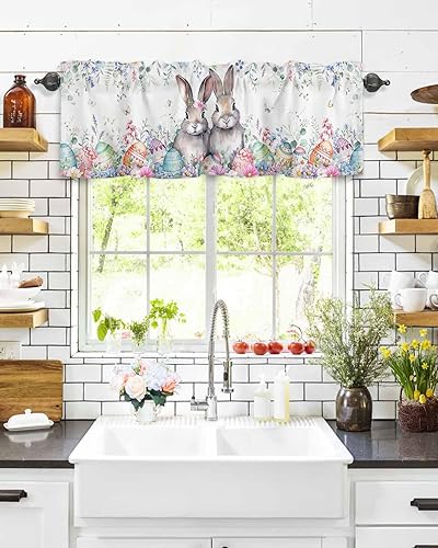 Vista 106 de Christmas Window Valance Blue Gnomes Snowflake Bird on the Branch Pattern, 54x18 inch, Polyester, Light Filtering, Rod Pocket, Kitchen, Living Room