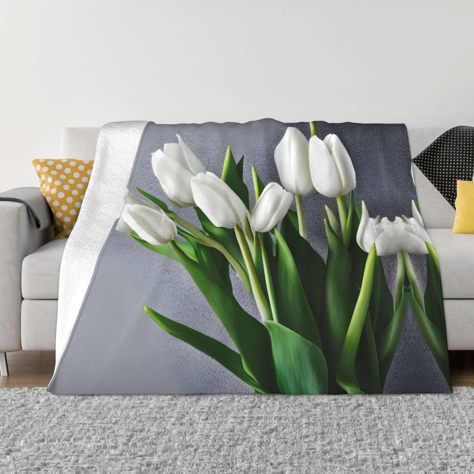 Couverture flanelle tulipes pour vos soirées cocooning au salon