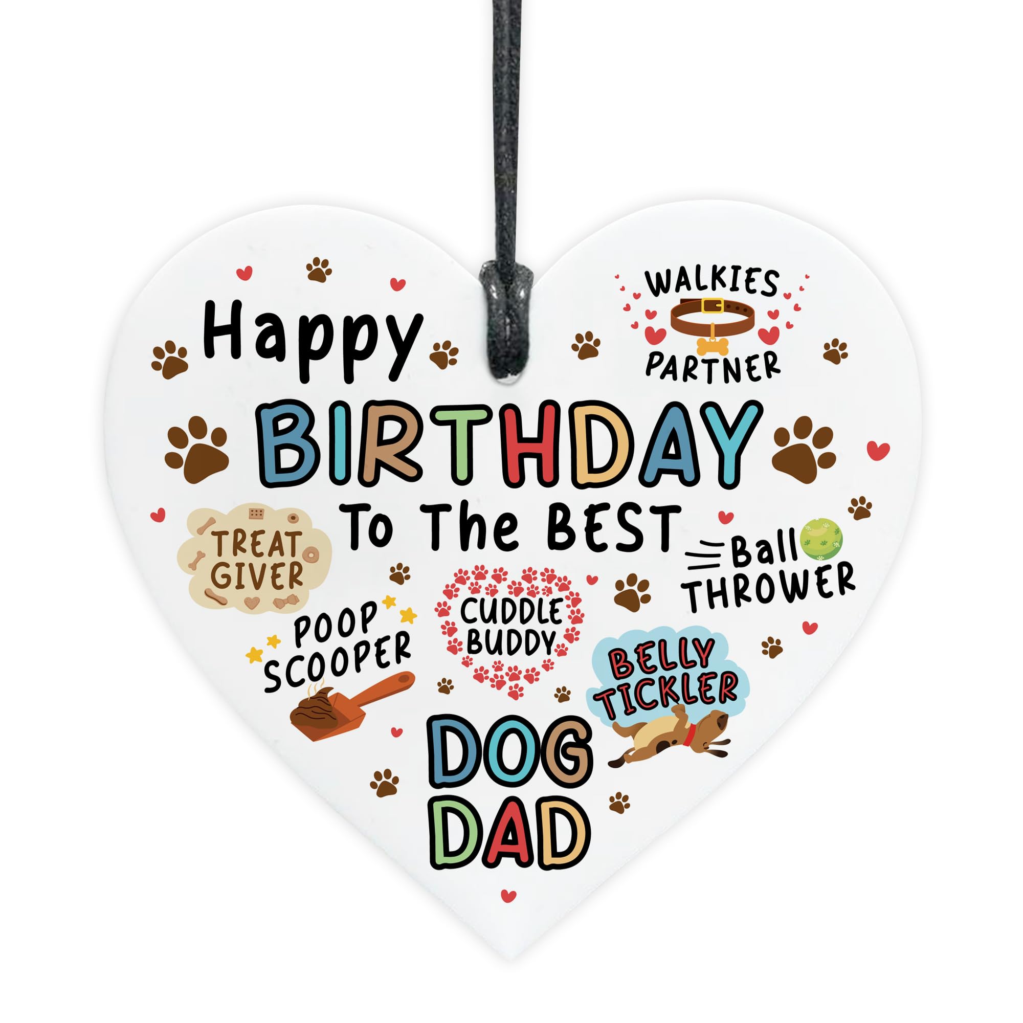 Red Ocean Birthday Day Gift From Dog Funny Gift For Dad Hanging Acrylic Heart Thank You From The Dog Joke For Him Puppy Owner Keepsake