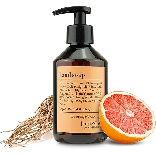 Jean & Len Handseife Blutorange & Vetiver, reinigt Hände sanft,