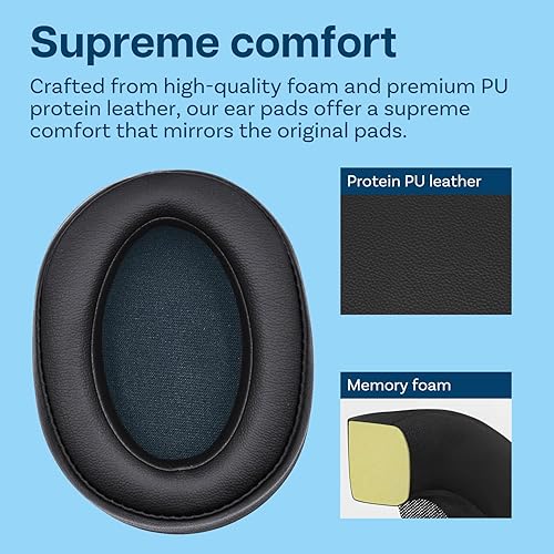 Miniatura 3 de MMOBIEL - Almohadillas de repuesto para auriculares Sony WH-H900N  Sony MDR-100ABN con cancelación de ruido, almohadillas de espuma viscoelástica y