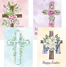 ceiba tree Easter Cross Cards Religious Happy Easter Greeting Card with Envelopes Risen Assorted Blank Notecards for Christians Party Supplies First Communion Baptism