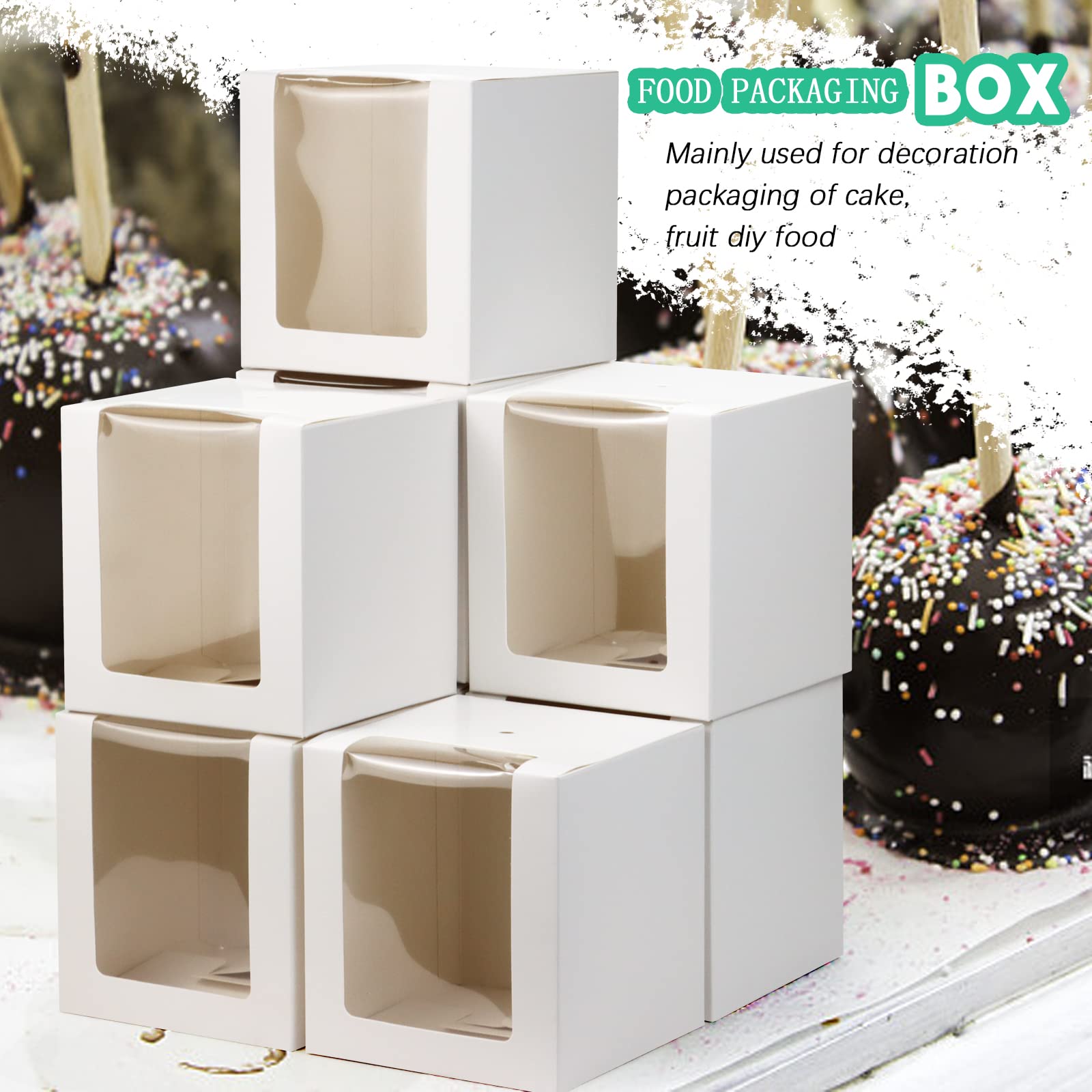 30 Caixas Para Maçãs Do Caramelo 10x10x10cm - Pretas Para Festas E Eventos