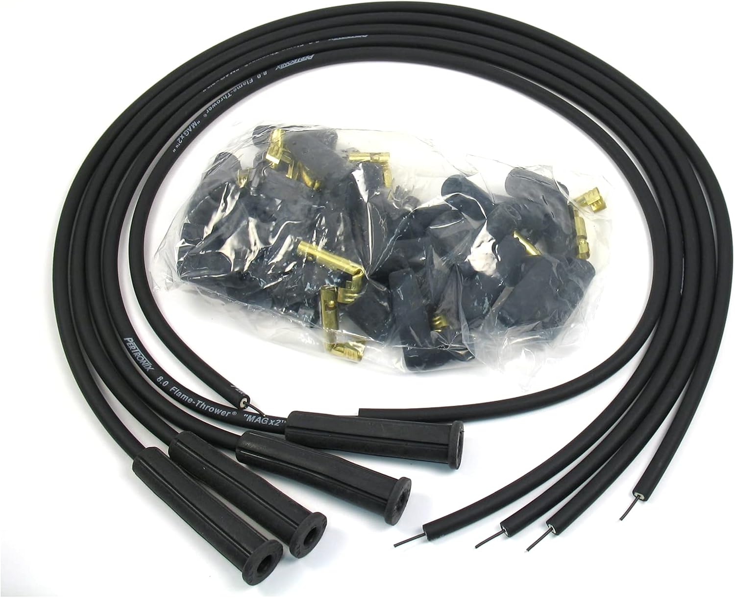 Pertronix 804280 FlameThrower Black Universal 180 Degree 8mm 4