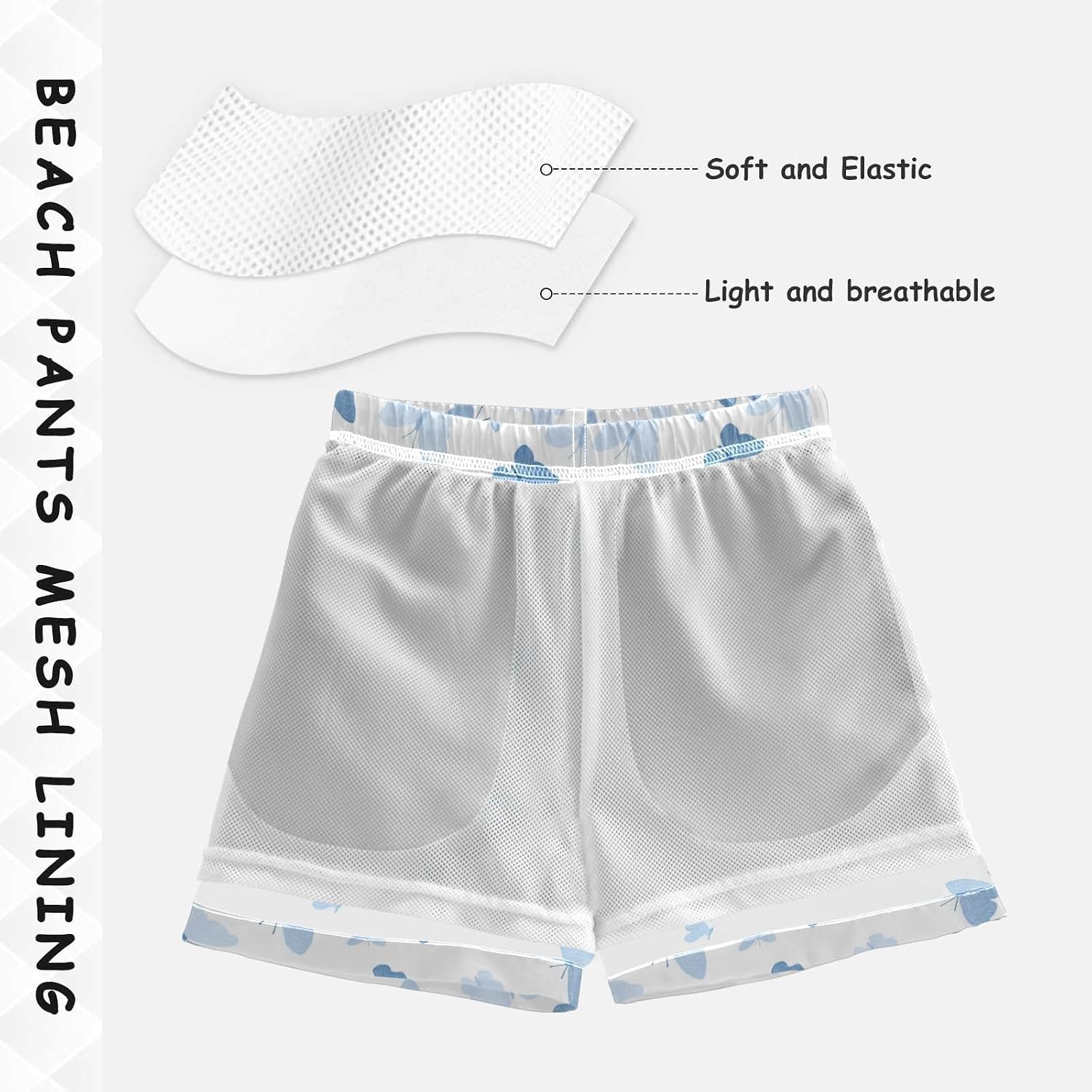 Boccsty Light Blue Butterflies Boys Swim Trunks Baby Kids Swimwear Summer Toddler Beach Board Shorts Bathing Suit 2T