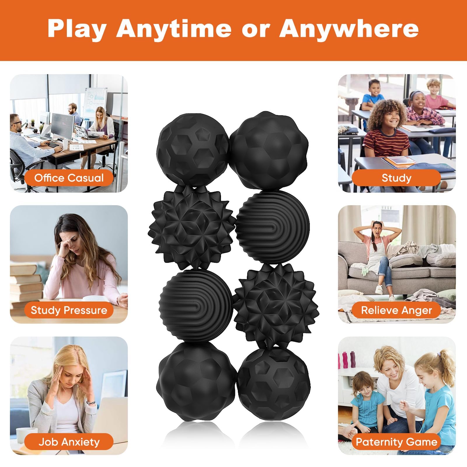 JoyJoyful 8 PCS Magnetic Balls Fidget Toy for Adults Kids Stress Relief Sensory Toys for Autism Magnet Fidget Balls - Image 3