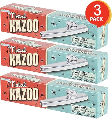 Miniatura 4 de ArtCreativity Kazoo de metal de 4.75 pulgadas – Juego de 3 – Divertido instrumento musical para niños y adultos – Juguetes musicales duraderos –