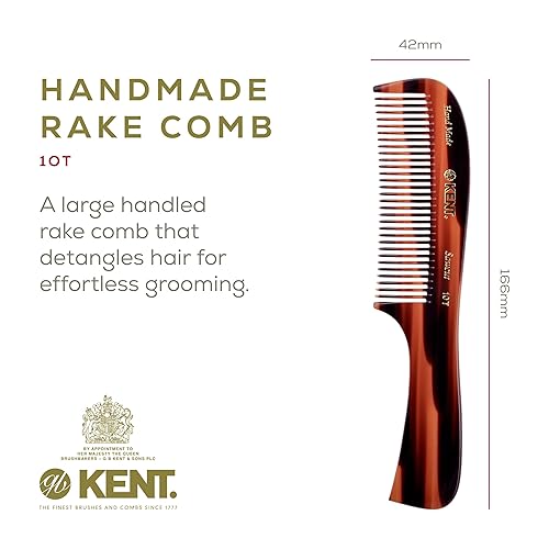 Miniatura 10 de Kent 10T TY - Peine desenredante grande para cabello rizado, peine de dientes anchos hecho a mano para cabello rizado, peine desenredante para