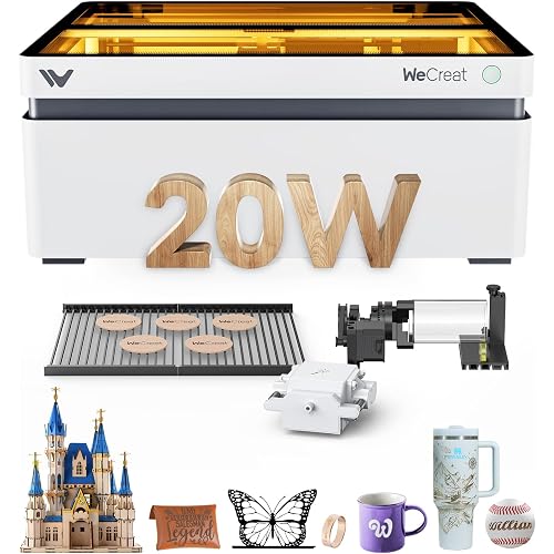 WECREAT Vision 20W Desktop Laser Engraver, Auto-Lifting for 5.5" Material, Smart Camera for Easiest Positioning, 600mm/s Speed, Laser Engraving Machine for Tumblers Wood Acrylic DIY Craft Gifts Making