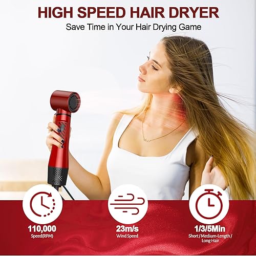 Miniatura 2 de 5 en 1 Air Styler Rizador y Secador de Pelo, Cepillo Secador de Cabello Iónico Negativo de Baja Velocidad, Estilizador Multi Pelo, Cepillo Secador