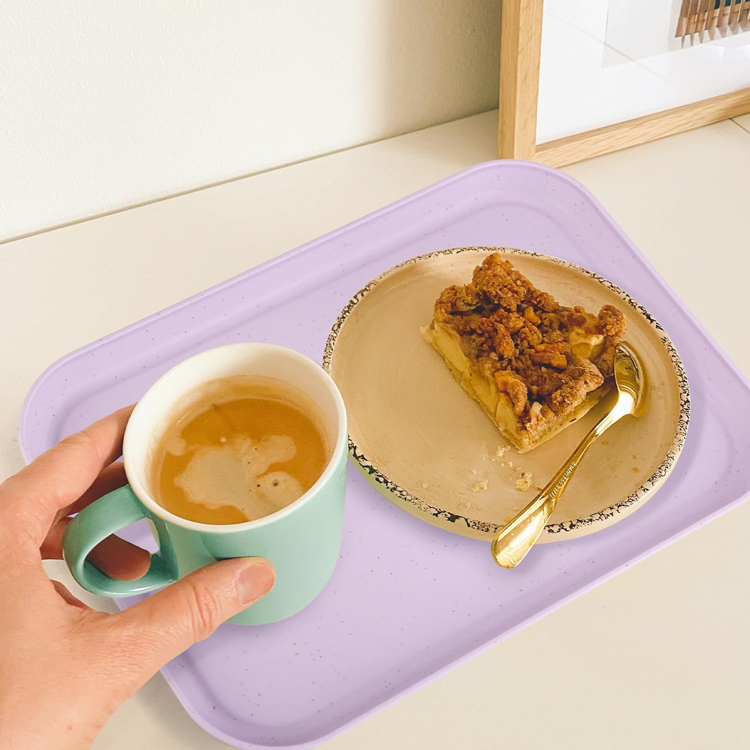 4 Pack Purple Plastic Serving Trays for Party Serving Food - Rectangular, 8.66 by 12 in, Heavy Duty Dessert Trays for Food Erving Platters for Party Tray Decor Veggie,Snack image 5