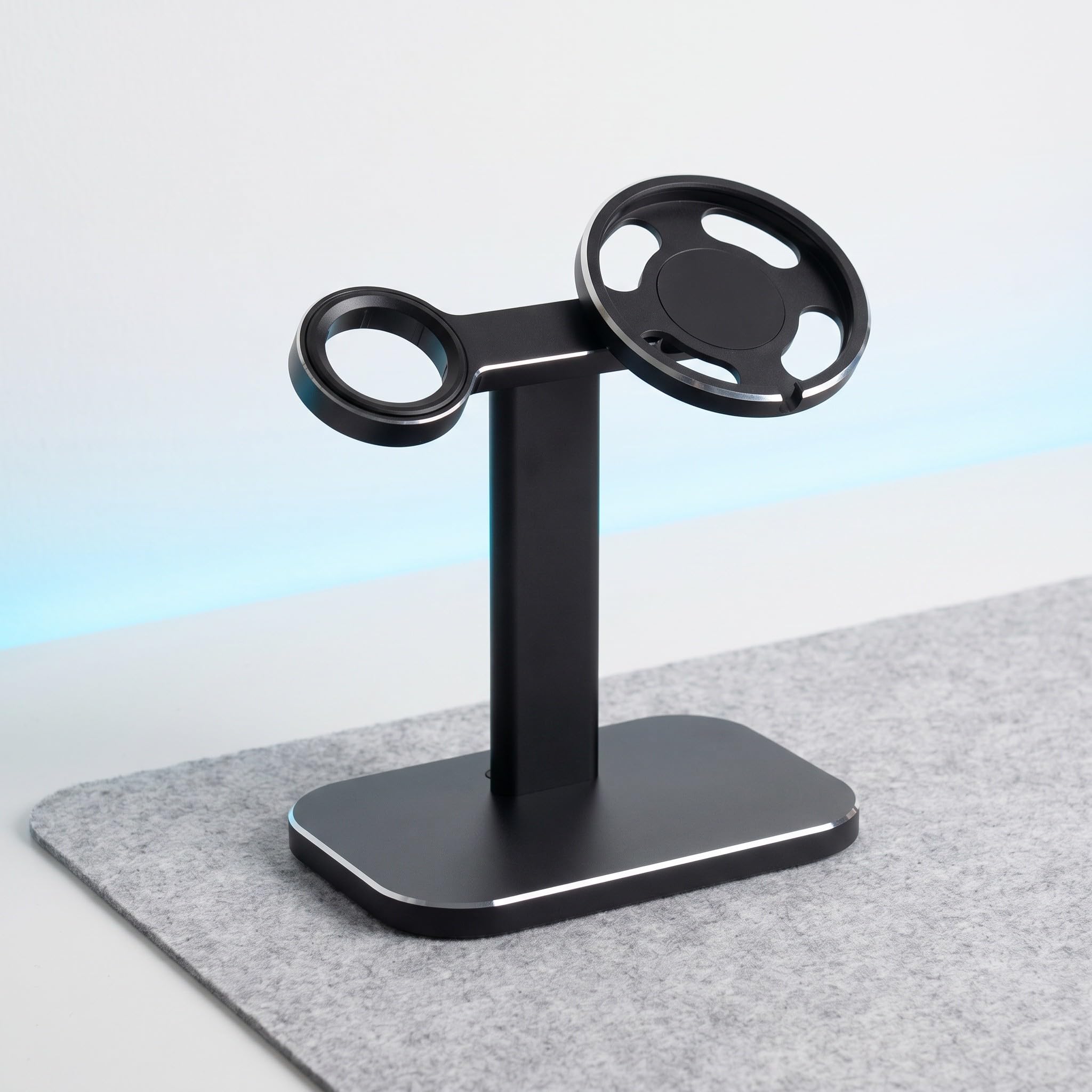 Soporte de Carga Inalámbrico para Teléfono y Reloj de Aluminio Negro