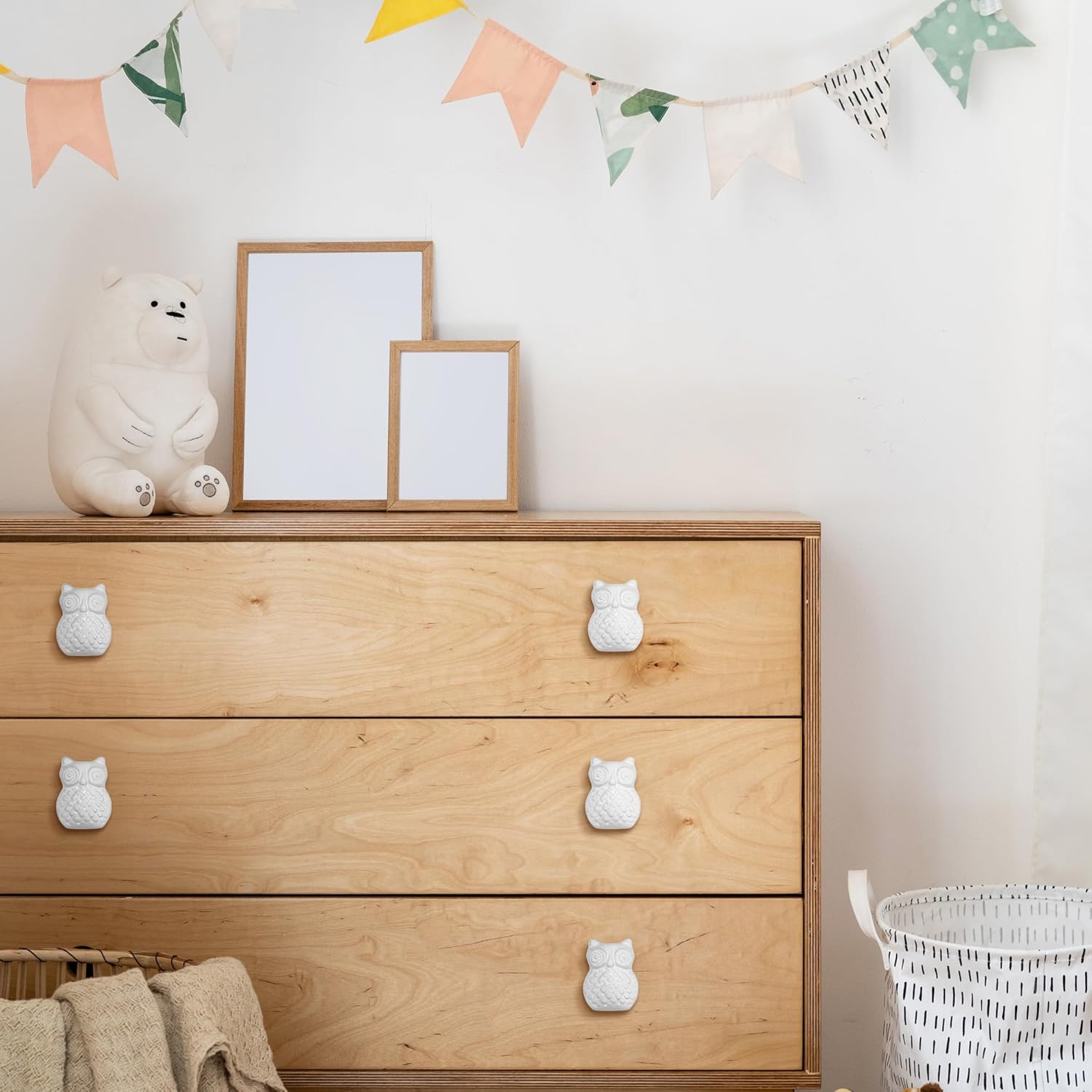 Cabinet Knobs for Kitchen Bathroom Laundry Room Knobs Bar Man Cave Dresser Drawer Knobs White Owl Ceramics Knobs Drawer Pulls 4 Pack Unique Cabinet Hardware Knobs Home Decor Gift