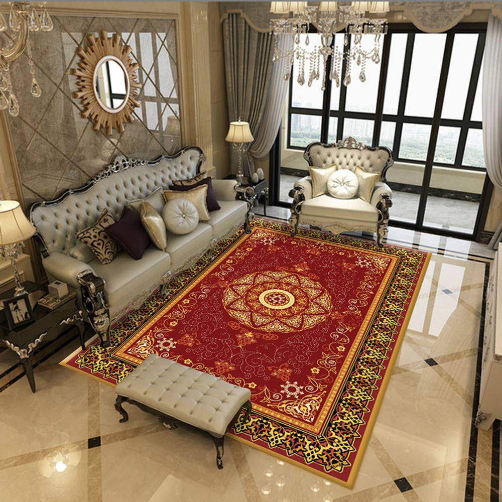 Persian Style Carpet For Living Room,traditional Rugs Carved Retro Rectangle Rural Style Stain Fade Resistant Thick Soft-x 120x160cm(47x63inch)