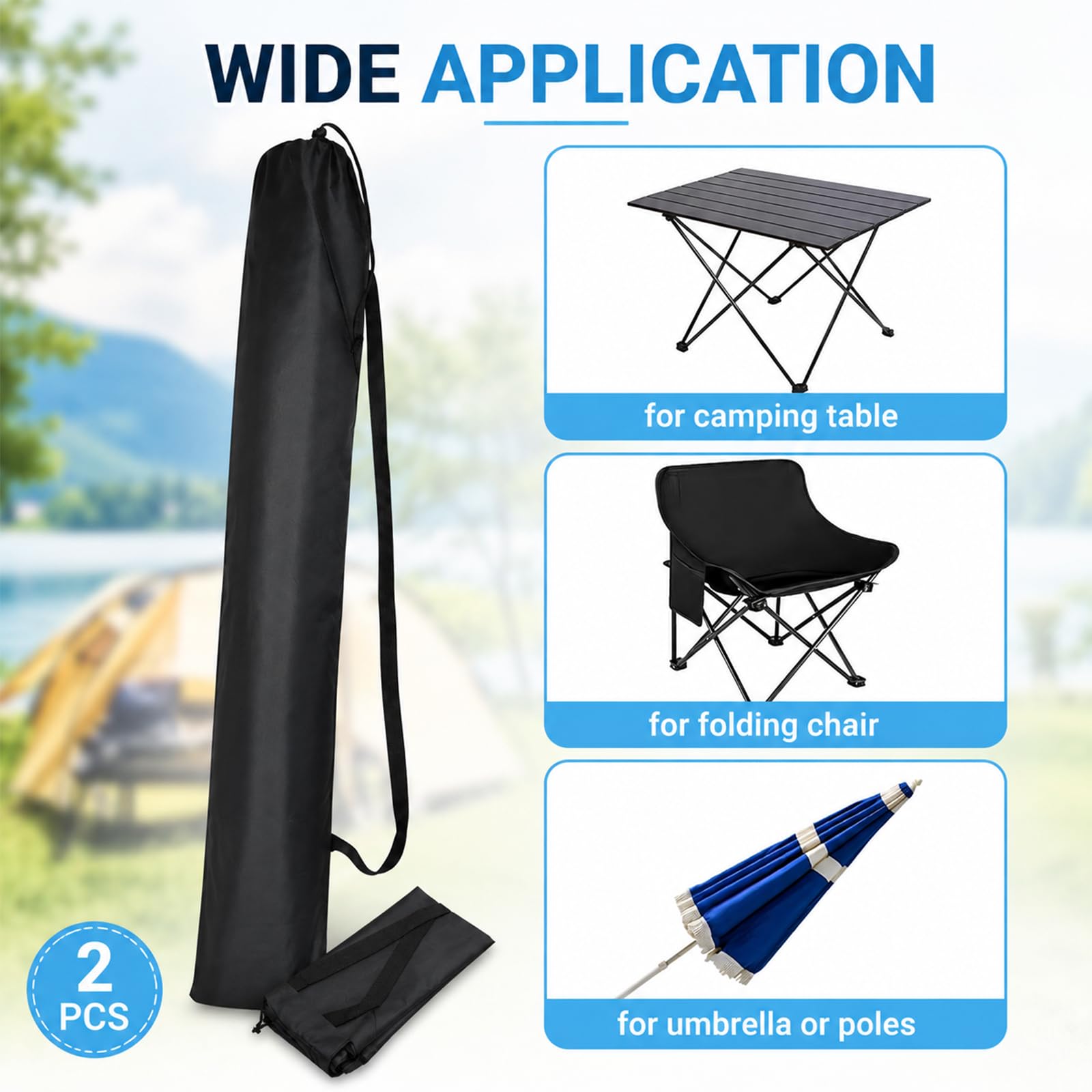 Funda protectora para sombrilla de playa 2 piezas, Oxford impermeable resistente 145×22cm con asa, para exterior y jardín