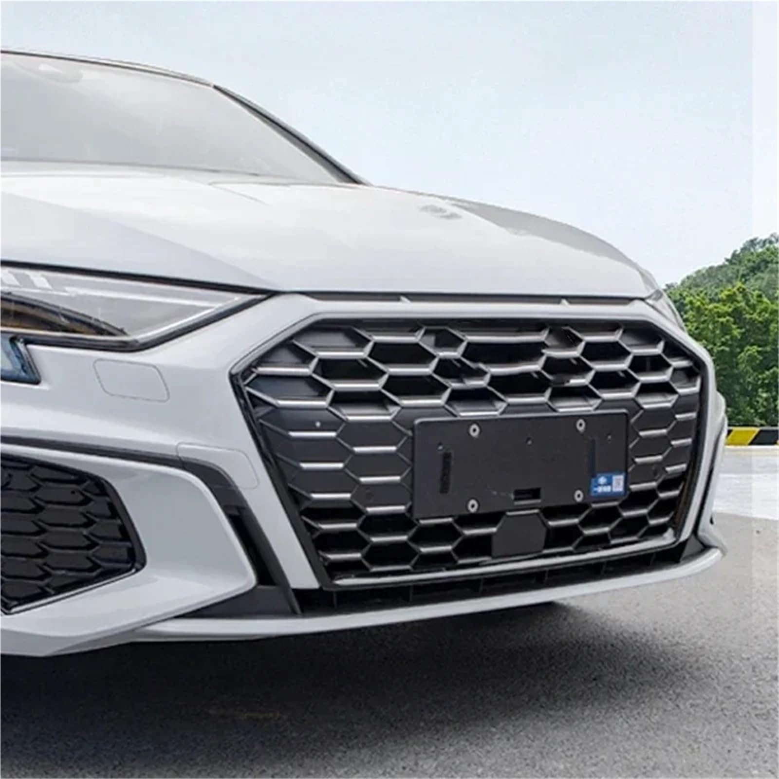 Cornice decorativa per griglia auto adatta per Audi A3 8Y S3, accessori per la messa a punto degli esterni, parti di automobili griglia(Black)