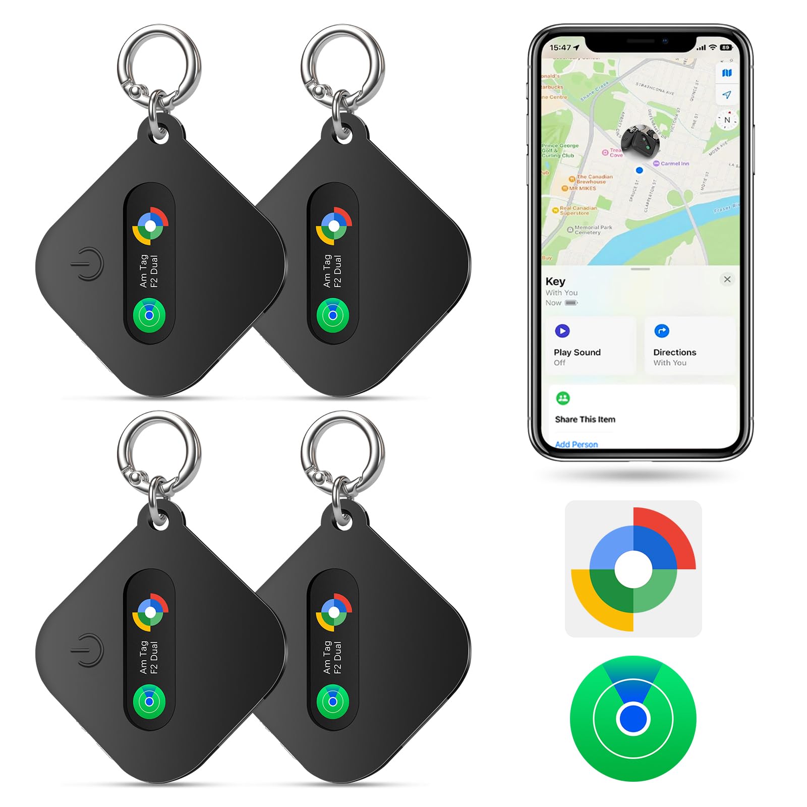 Smart Tag Trova Chiavi Compatibile con iOS Find My APP o Android Find Hub IP67 impermeabile batteria CR2032 sostituibile Bluetooth Tracker Finder per chiavi bagagli/borse/valigia/portafoglio