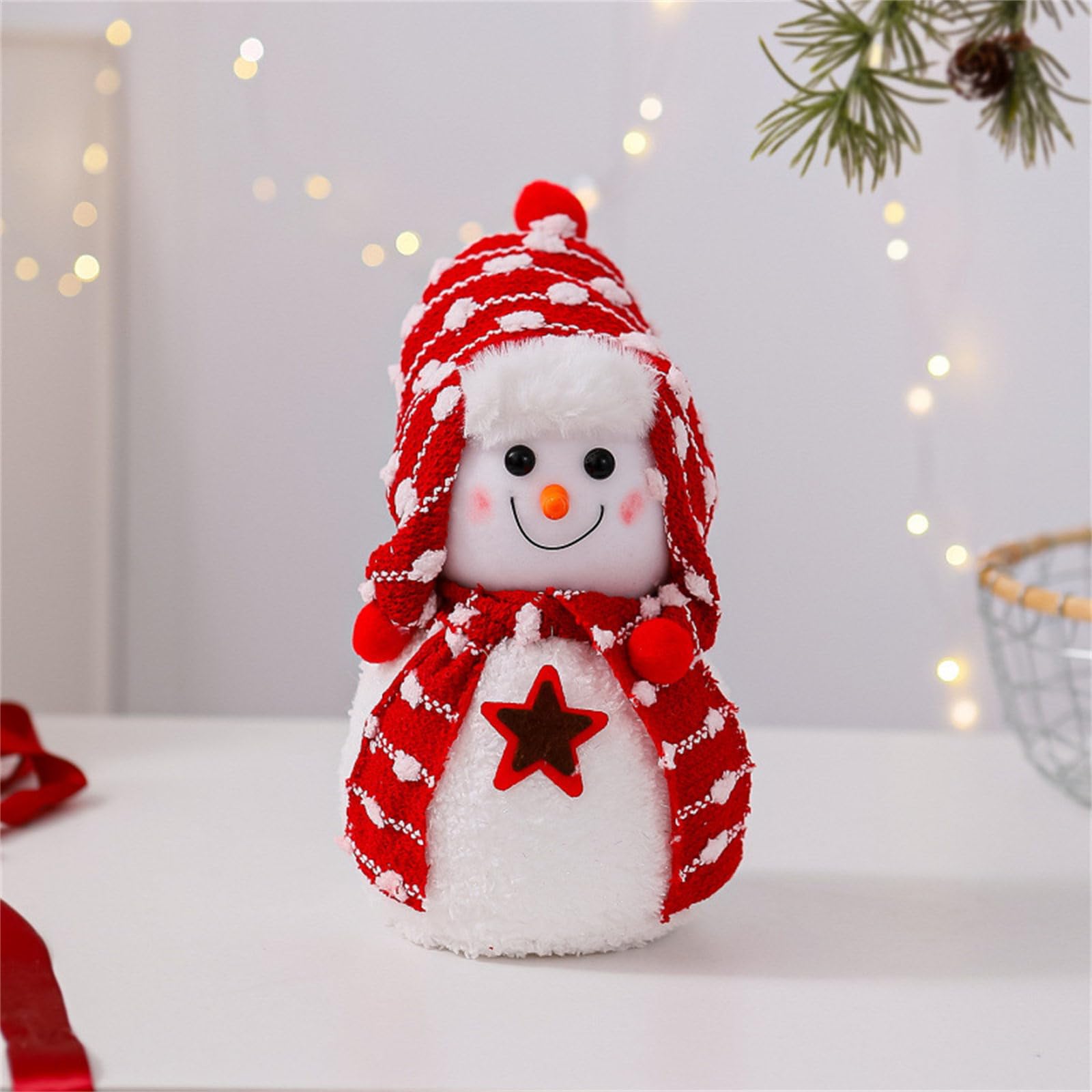 Poupée bonhomme de neige en peluche - Ornements de bureau - Jolies décorations de Noël pour l'extérieur et l'intérieur - Pour les vacances, les festivals, les mariages - Décoration de table en peluche