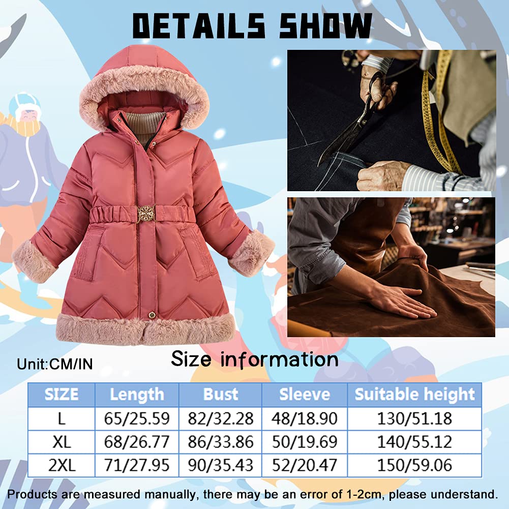 Cappotto invernale per bambini, caldo e caldo, giacca invernale per bambini, in cotone, per primavera, autunno e inverno, rosa scuro, 122 cm-128 cm