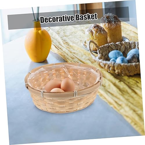 Miniatura 5 de BESPORTBLE Cesta decorativa de Pascua de bambú tejida vacía redonda cesta de huevos de bambú natural para el día de los niños