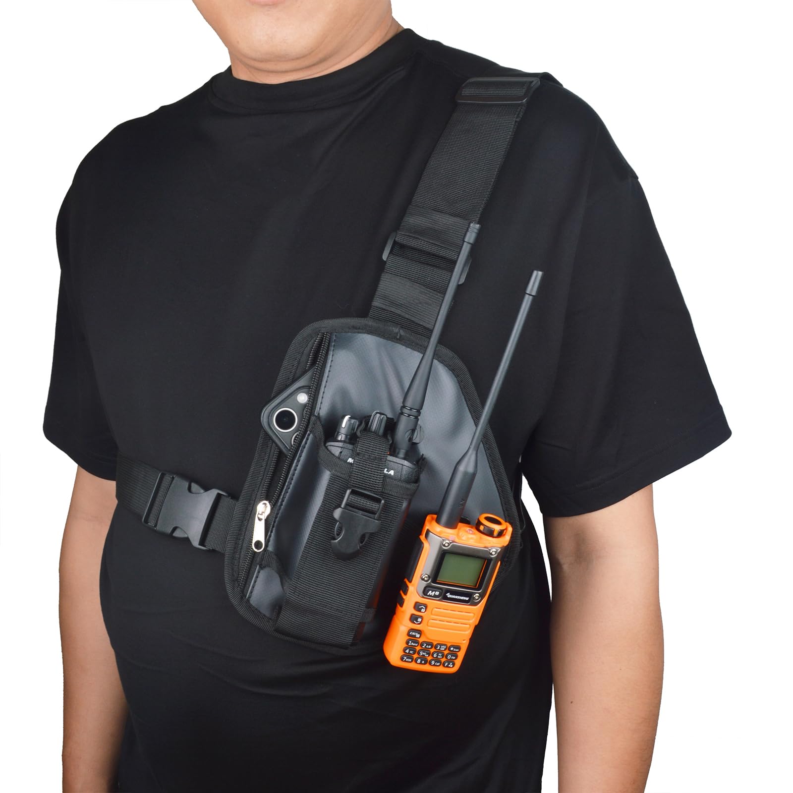 Support Universel en Nylon pour Talkie-walkie BaoFeng Midland Kenwood Yaesu Motorola 2 Voies, Exterieur (Noir)