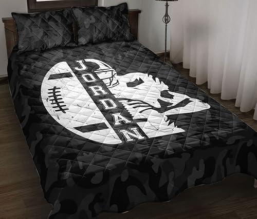 OhaPrints Regalo personalizado de jugador de fútbol con efecto camuflaje para los amantes de los fanáticos, manta y fundas de almohada, juego de